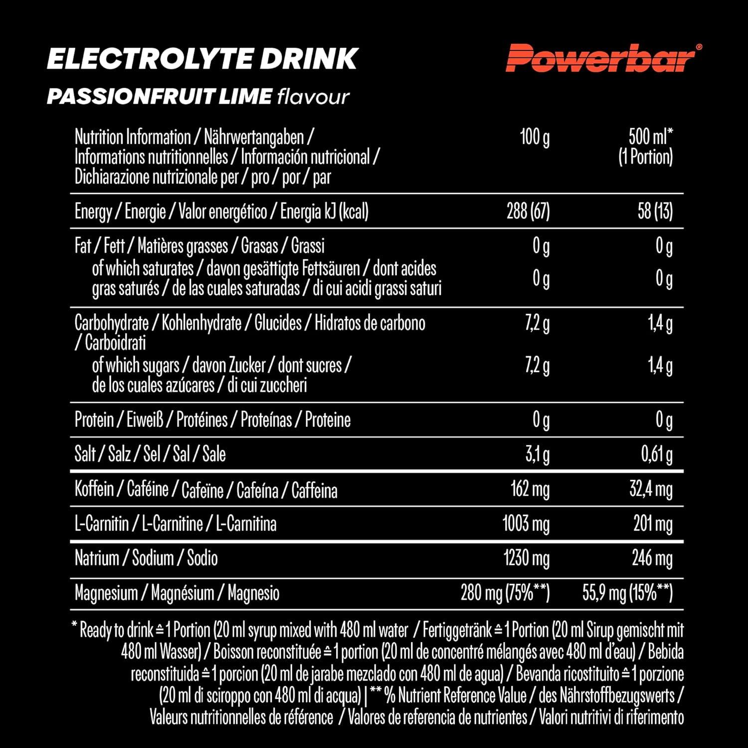 imagePowerbar Elektrolyte Drink Sour Cherry 1000ml Boisson isotonique pour sportifs 5 lectrolytesPassionfruit Lime