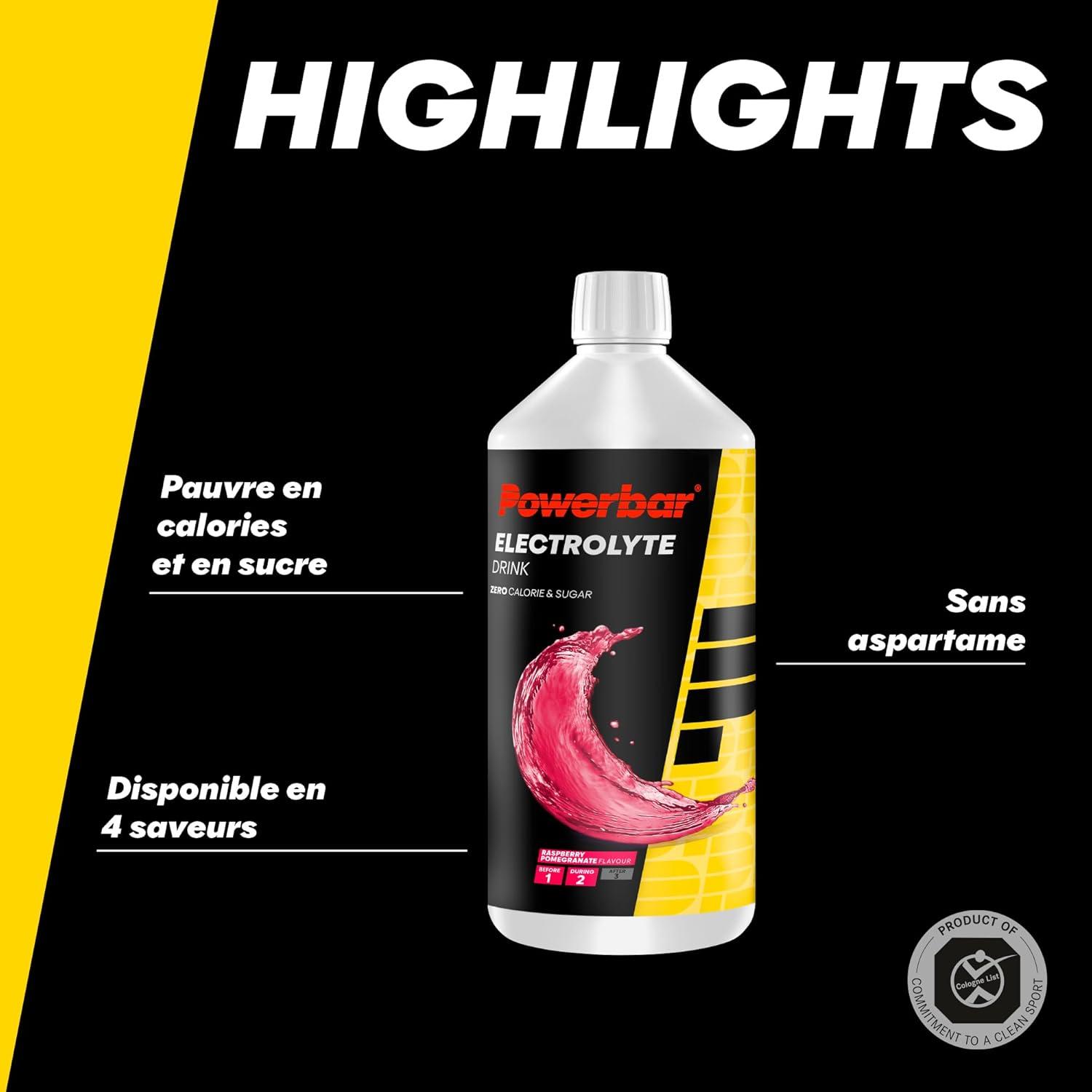 imagePowerbar Elektrolyte Drink Sour Cherry 1000ml Boisson isotonique pour sportifs 5 lectrolytesRaspberry Pomegranate