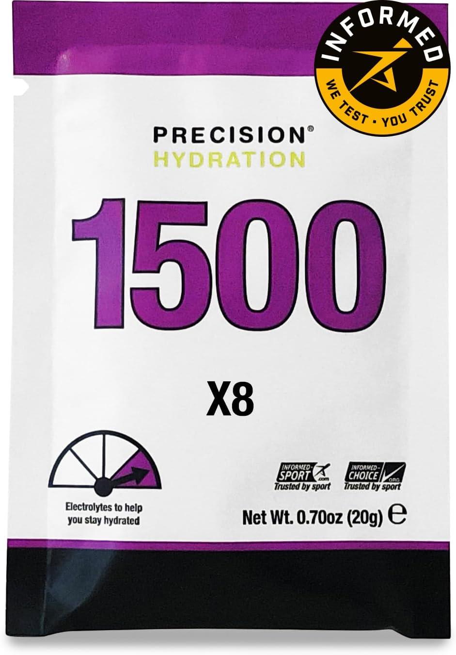 imagePrecision Hydration Mlange de Boisson lectrolyte Sans ingrdients artificiels Poudres dlectrolytes Plusieurs Concentrations Portions Individuelles tanches Pack of 8 1000 mgL Orange1500 mgL Violet