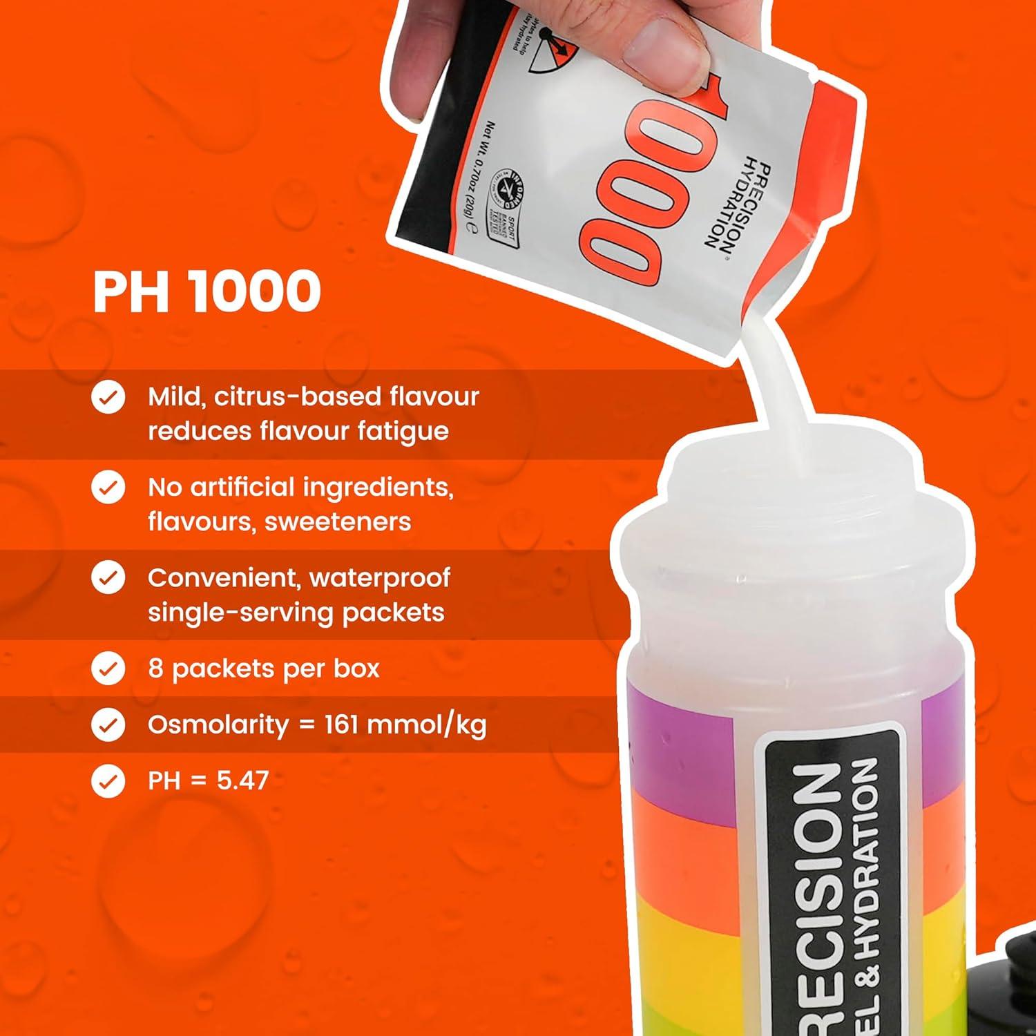 imagePrecision Hydration Mlange de Boisson lectrolyte Sans ingrdients artificiels Poudres dlectrolytes Plusieurs Concentrations Portions Individuelles tanches Pack of 8 1000 mgL Orange1000 mgL Orange