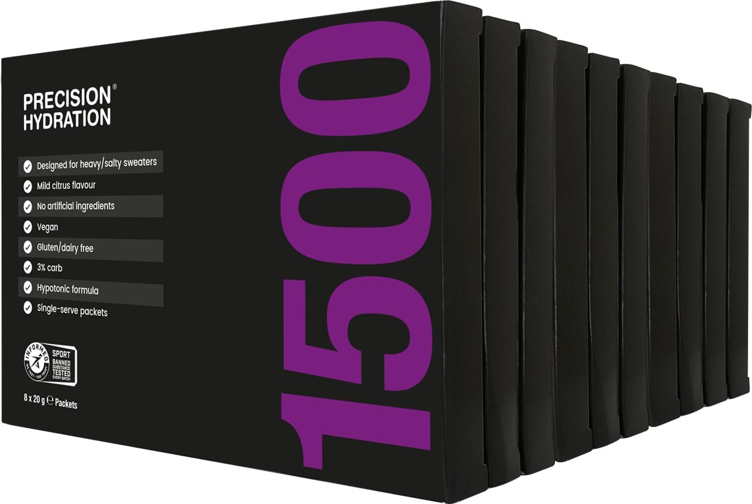 imagePrecision Hydration Mlange de Boisson lectrolyte Sans ingrdients artificiels Poudres dlectrolytes Plusieurs Concentrations Portions Individuelles tanches Pack of 8 1000 mgL Orange1500 mgL Violet