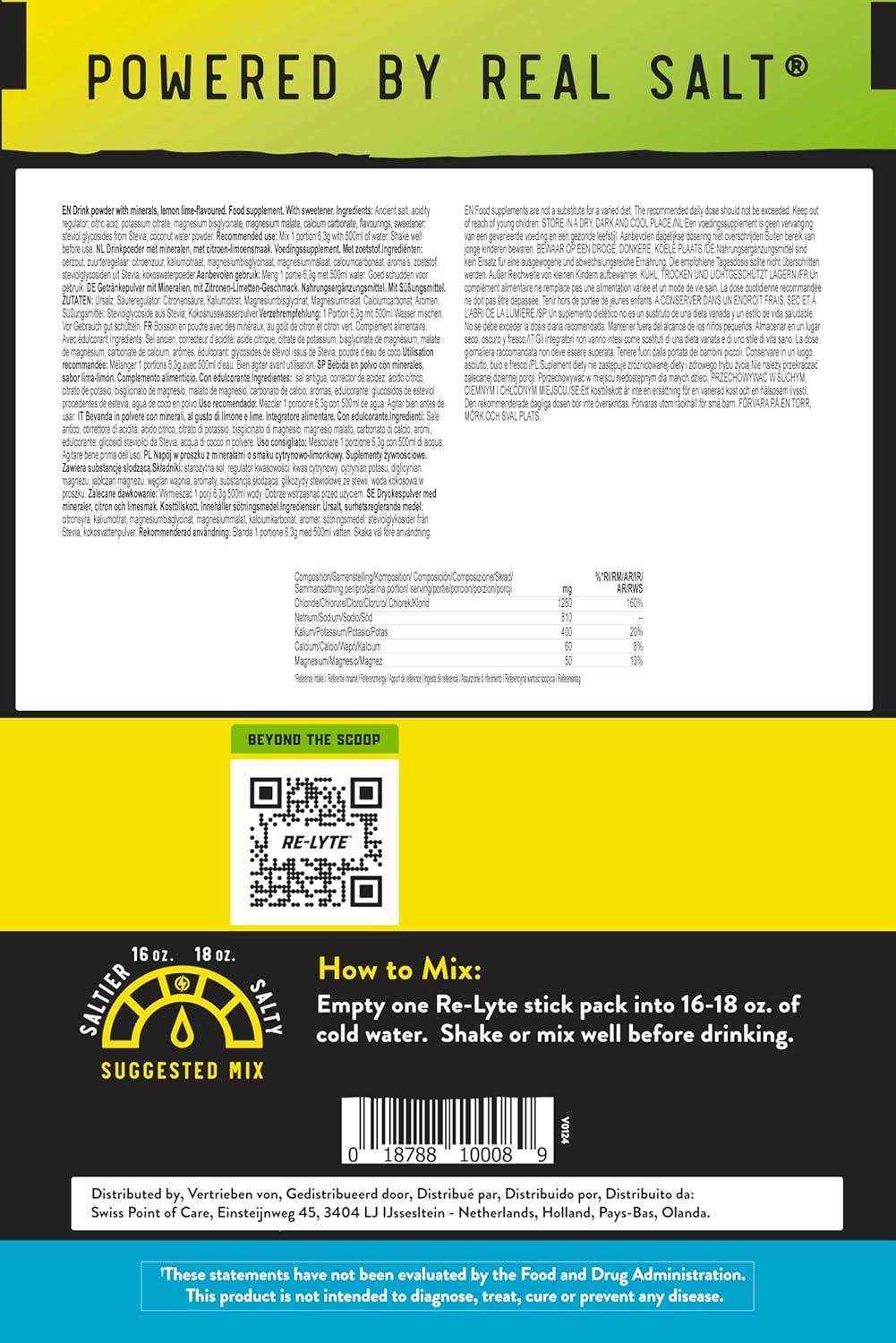 imageREDMOND ReLyte Electrolyte Drink Mix Lemon Lime 30 Stick Packs