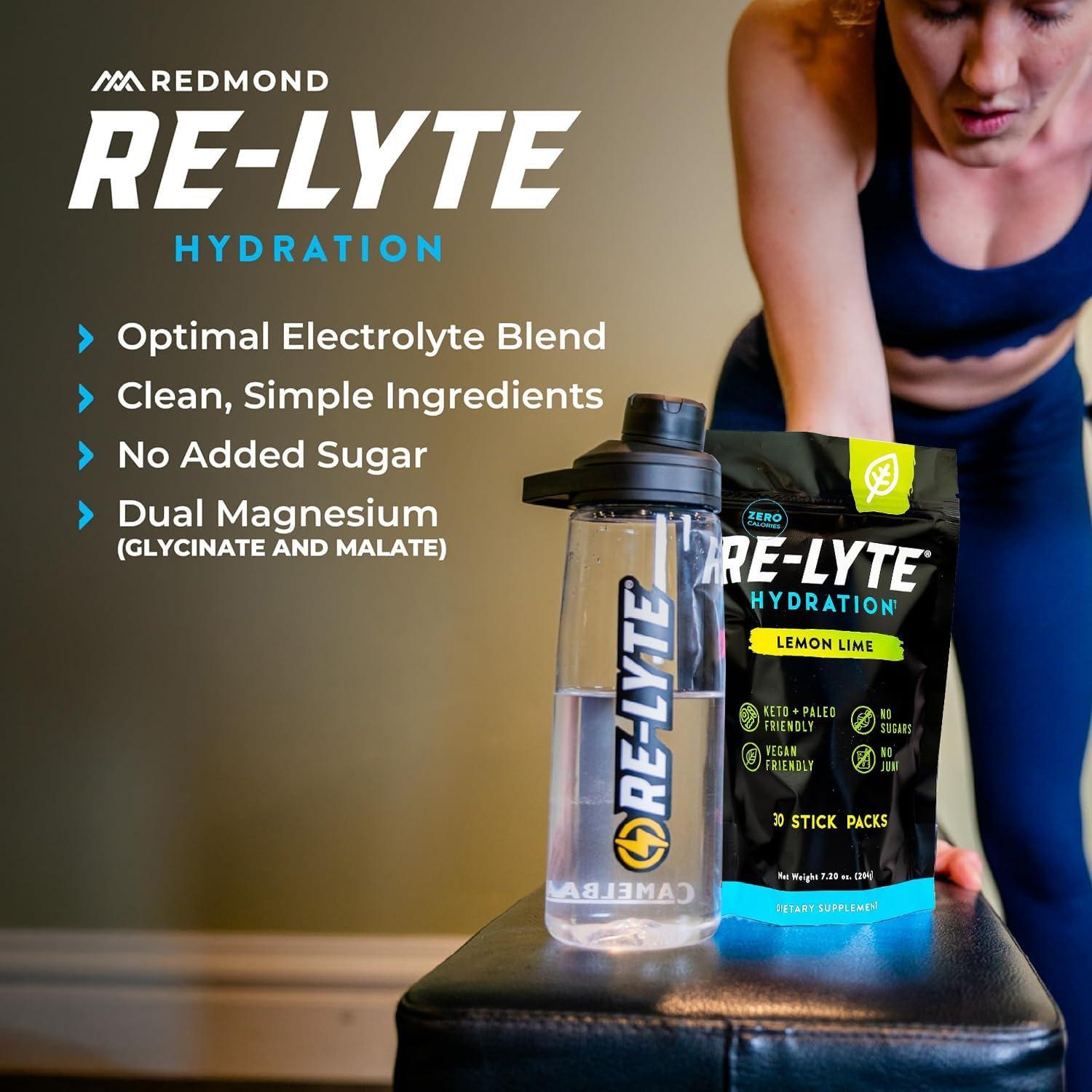 imageREDMOND ReLyte Electrolyte Drink Mix Lemon Lime 30 Stick Packs