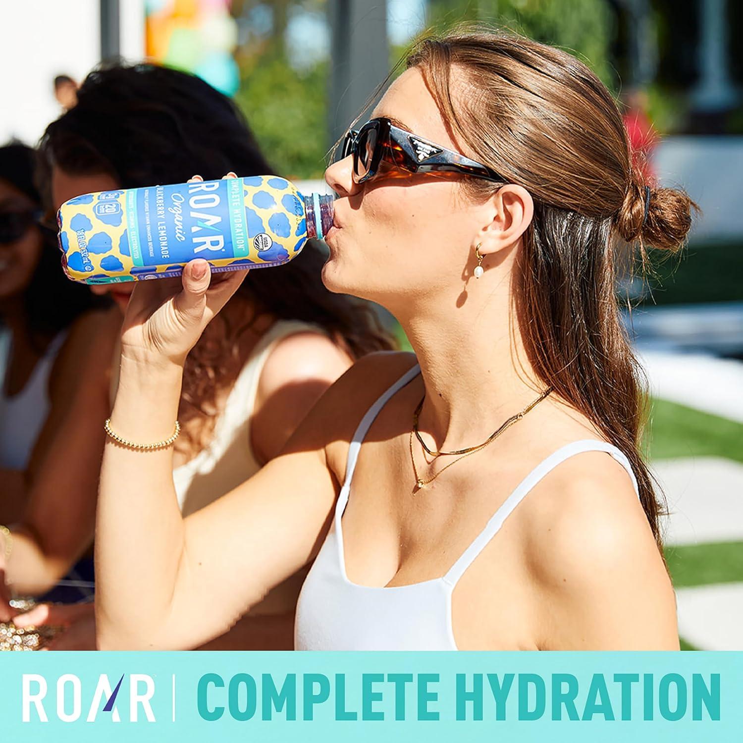 imageROAR Hydratation Complte Bio Boissons lectrolytes avec vitamines C B5 B12 Sans OGM sans Gluten Mre Citronnade 12 pc
