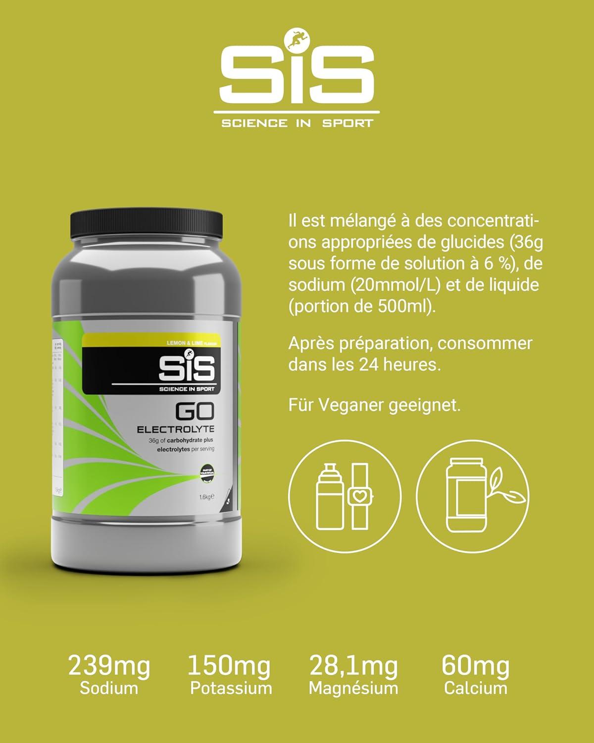 imageScience in Sport GO Poudre dlectrolytes 16kg Orange Boisson sportive vegan Poudre pour boisson isotonique pour lquilibre lectrolytique et hydriqueCitron et Citron Vert