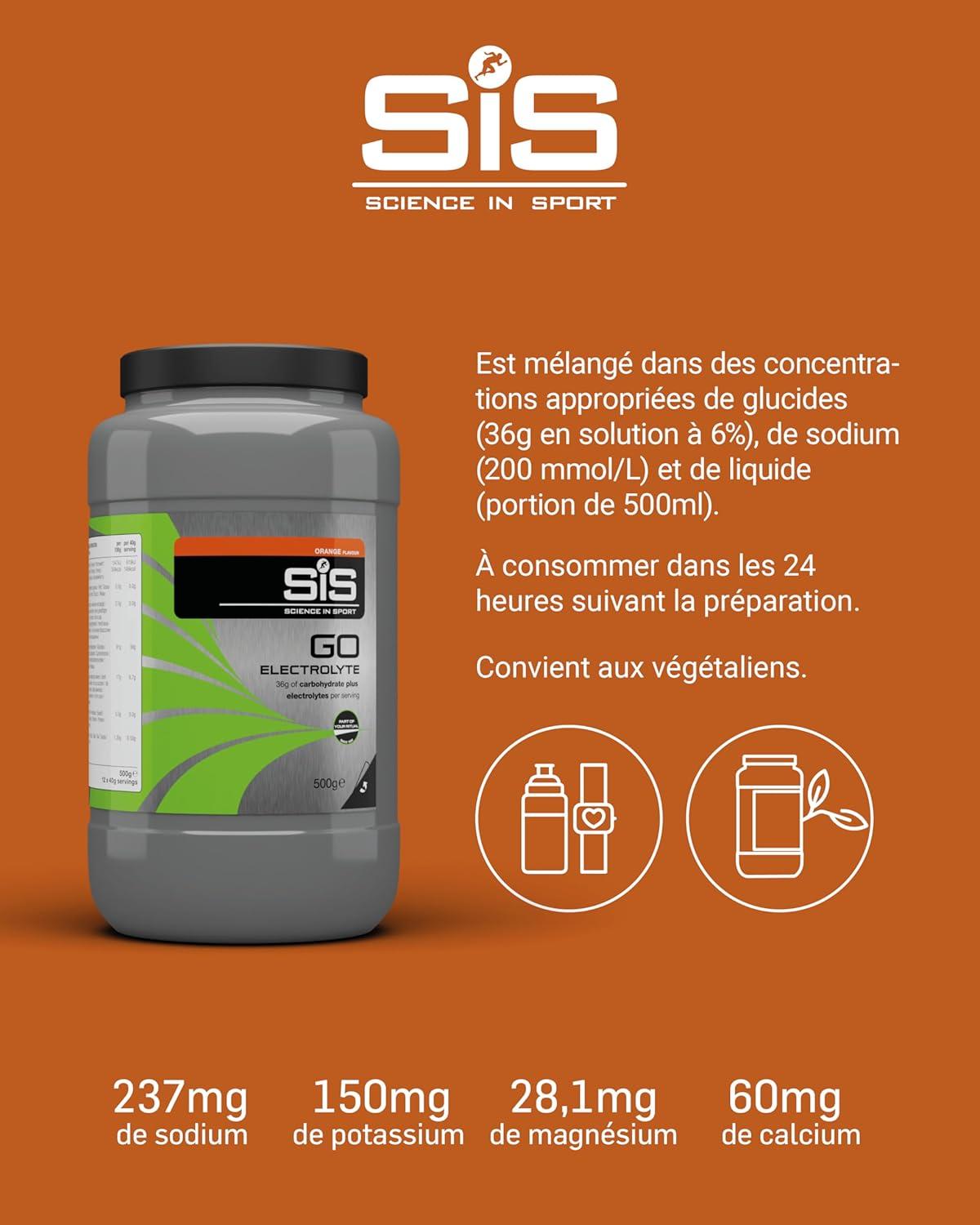 imageScience in Sport GO Poudre dlectrolytes 16kg Orange Boisson sportive vegan Poudre pour boisson isotonique pour lquilibre lectrolytique et hydriqueOrange
