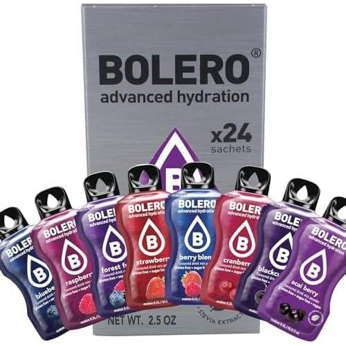 imageBolero boissons BERRY MIX STICKS 24x3g I boisson rafrachissante en poudre sans sucre dulcore  la stvia  boisson hypocalorique  la vitamine C