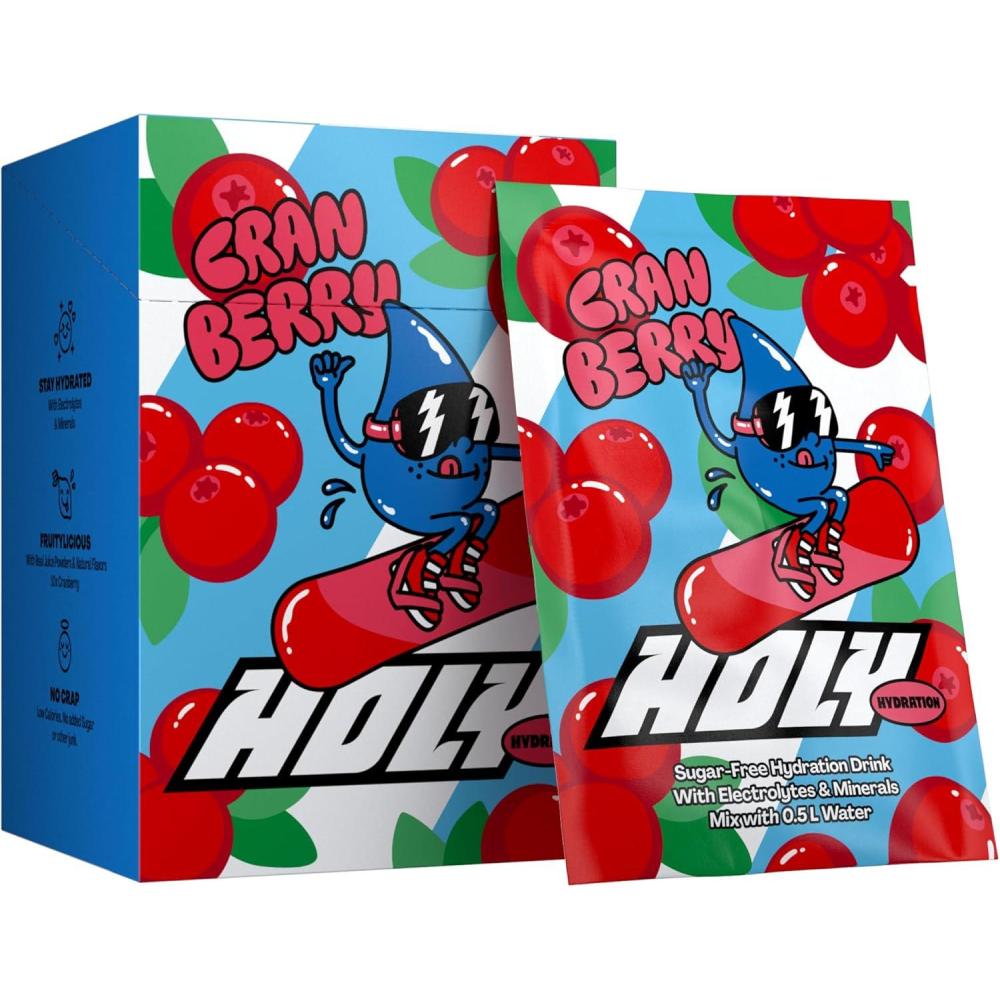 imageHOLY Hydration Lot de 10 botes de dgustation canneberge en poudre au got canneberge 10 portions dlectrolytes et minraux prcieux Boisson dhydratation Vgtalien avec armes de fruitsCranberry
