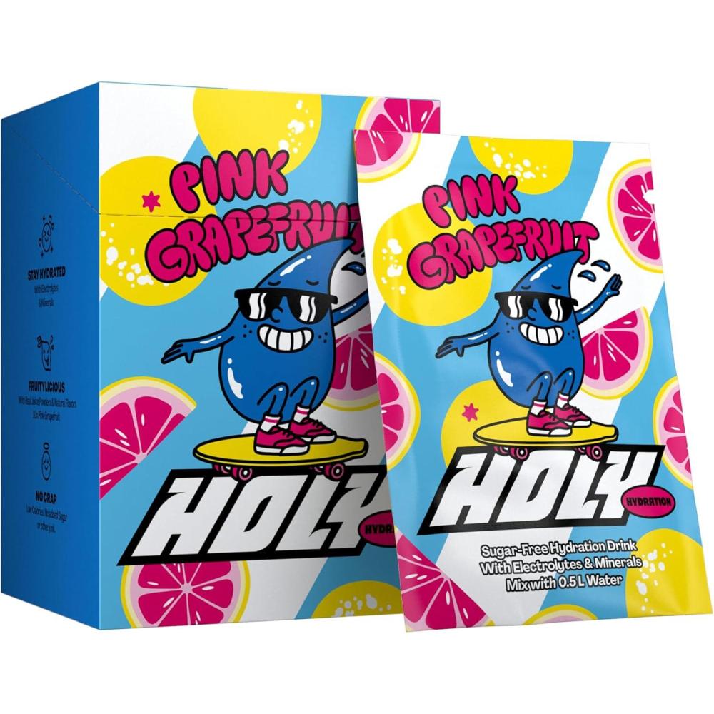 imageHOLY Hydration Lot de 10 botes de dgustation canneberge en poudre au got canneberge 10 portions dlectrolytes et minraux prcieux Boisson dhydratation Vgtalien avec armes de fruitsPink Grapefruit