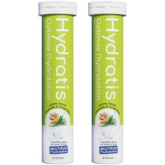 imageHYDRATIS Pastilles Hydratation Electrolytes CitronnelleGingembre Amliore lHydratation et Favorise lnergie Formule Isotonique Sport Rcupration Bientre 2 tubes 40 Pastilles2 TUBES