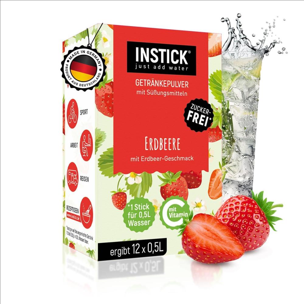 imageINSTICK Boisson instantane sans sucre saveur fraise 12 btonnets pour 05 l chacun