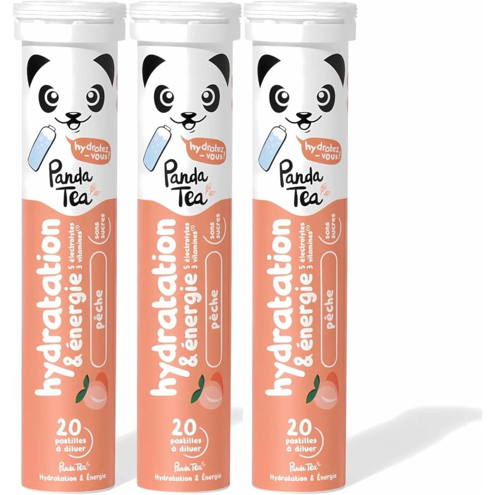 imagePanda Tea Hydratation ampamp nergie Pche 20 Pastilles sans sucre Electrolyte Ultra Hydratation Idale pour le Sport et le Quotidien3