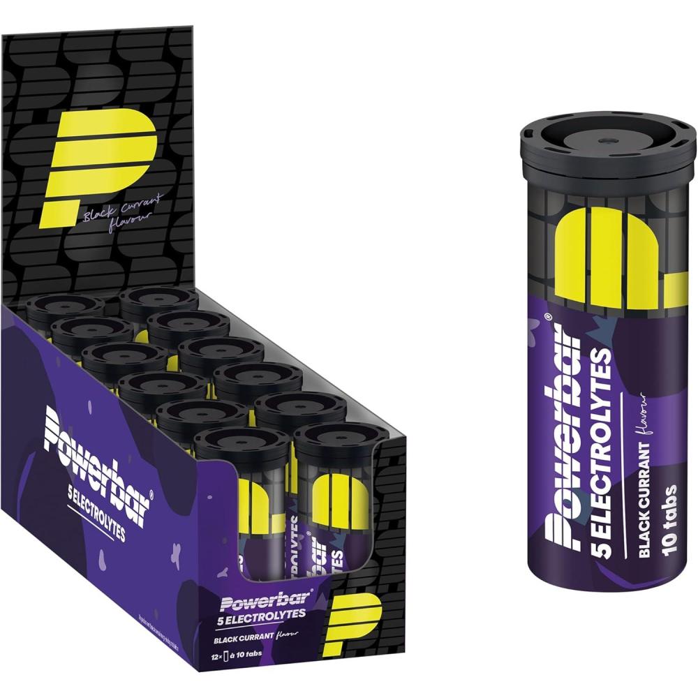 imagePowerbar  5 Electrolytes  Black Currant  12x10Tabs  Comprims effervescents avec 5 lectrolytes  10 pices paquet de 12