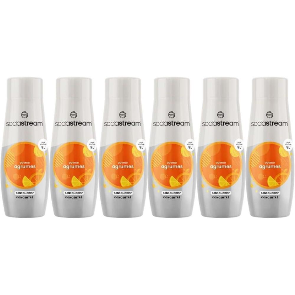 imagesodastream Lot de 6 Concentrs Limonade sans Sucres pour Machine Eau Ptillante et Soda Prparez jusqu 9 litres de Limonade en Quelques Secondes 440mlAgrumes Sans Sucres