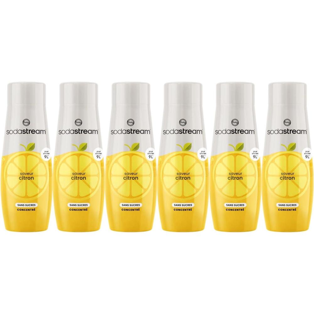 imagesodastream Lot de 6 Concentrs Limonade sans Sucres pour Machine Eau Ptillante et Soda Prparez jusqu 9 litres de Limonade en Quelques Secondes 440mlCitron Sans Sucres