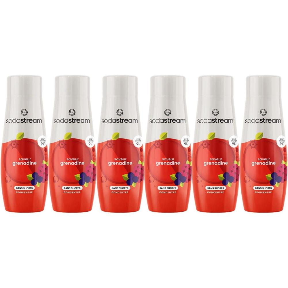 imagesodastream Lot de 6 Concentrs Limonade sans Sucres pour Machine Eau Ptillante et Soda Prparez jusqu 9 litres de Limonade en Quelques Secondes 440mlGrenadine Sans Sucres