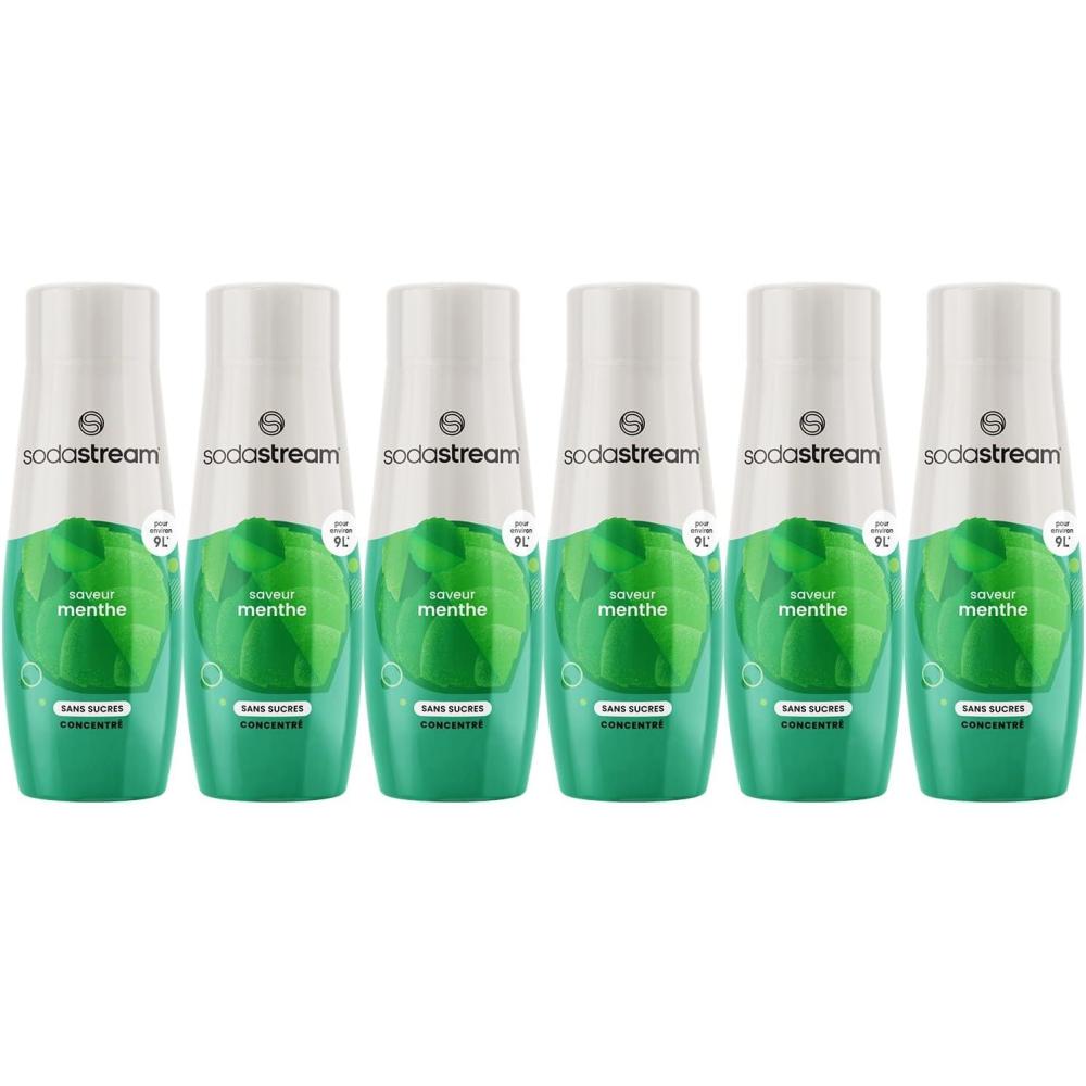 imagesodastream Lot de 6 Concentrs Limonade sans Sucres pour Machine Eau Ptillante et Soda Prparez jusqu 9 litres de Limonade en Quelques Secondes 440mlMenthe Sans Sucres