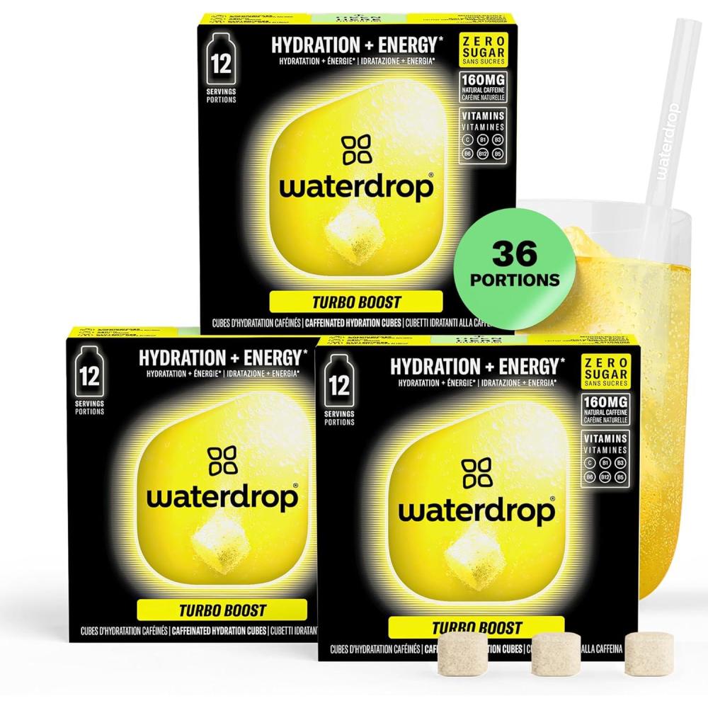imagewaterdrop Coffret Microenergy Boisson nergisante Sans Sucre Boisson Gazeuse avec Arme de Cerise 36 Cubes Effervescents avec 90 mg de Cafine Naturelle Vitamines B et CTurbo Boost