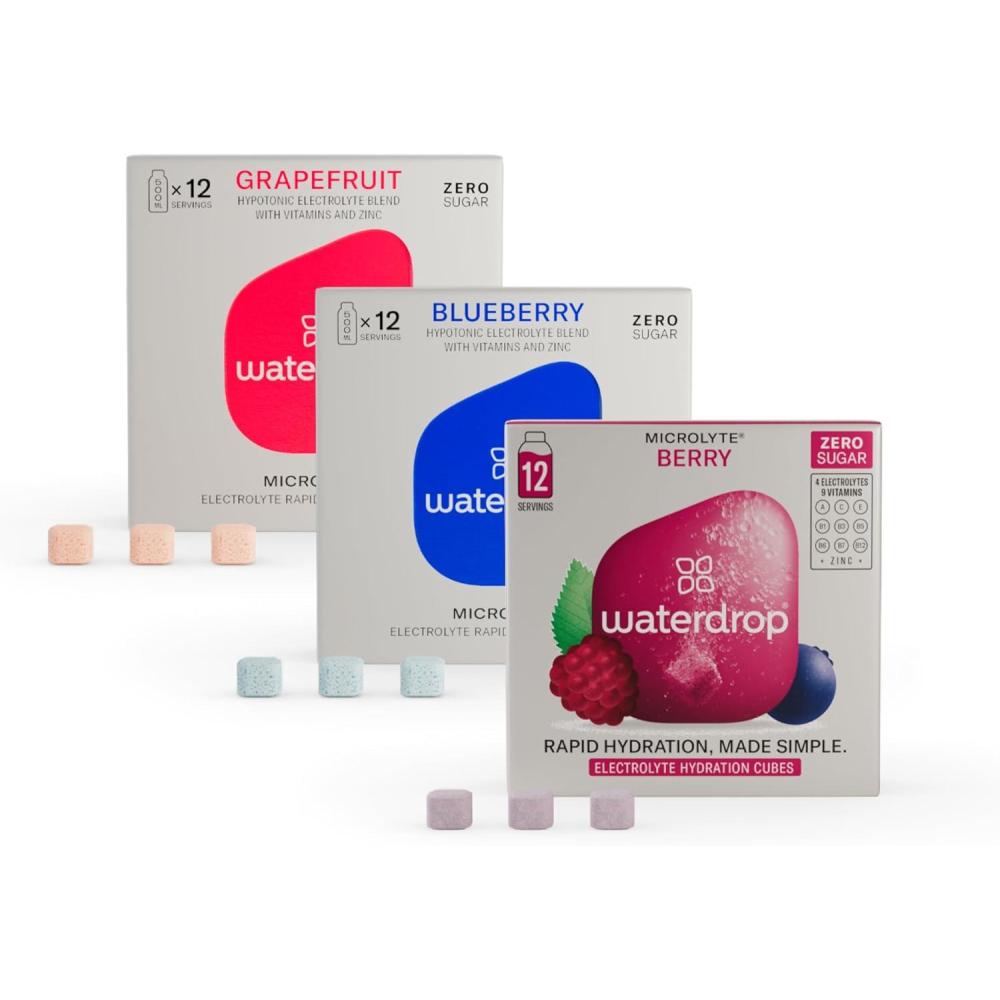 imagewaterdrop Microlyte Coffret Hydratation aux Electrolytes 36 Cubes de Boisson Aromatise avec Magnesium ampamp Calcium Vgan Sans Sucre Vitamines Boisson Faible en Calories pour le SportCoffret Microlyte