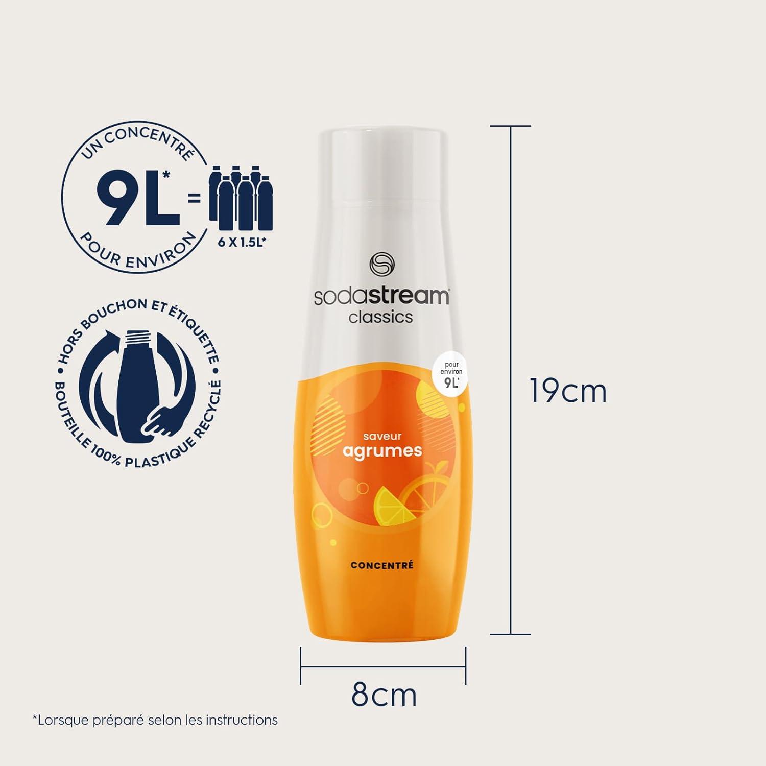 imagesodastream Lot de 6 Concentrs Limonade sans Sucres pour Machine Eau Ptillante et Soda Prparez jusqu 9 litres de Limonade en Quelques Secondes 440mlAgrumes