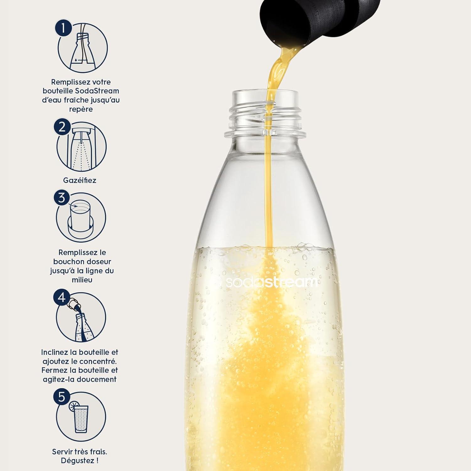 imagesodastream Lot de 6 Concentrs Limonade sans Sucres pour Machine Eau Ptillante et Soda Prparez jusqu 9 litres de Limonade en Quelques Secondes 440mlCitron Sans Sucres
