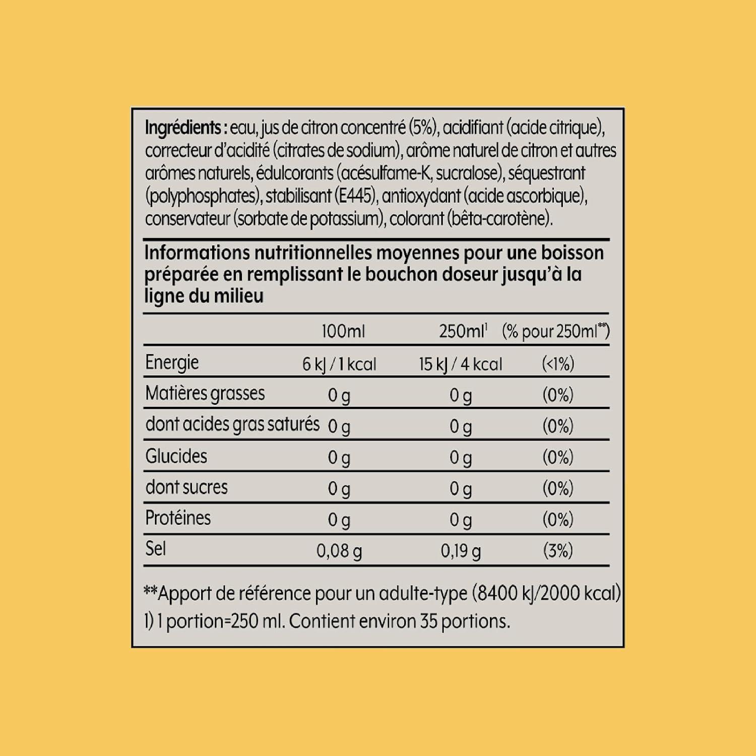 imagesodastream Lot de 6 Concentrs Limonade sans Sucres pour Machine Eau Ptillante et Soda Prparez jusqu 9 litres de Limonade en Quelques Secondes 440mlCitron Sans Sucres