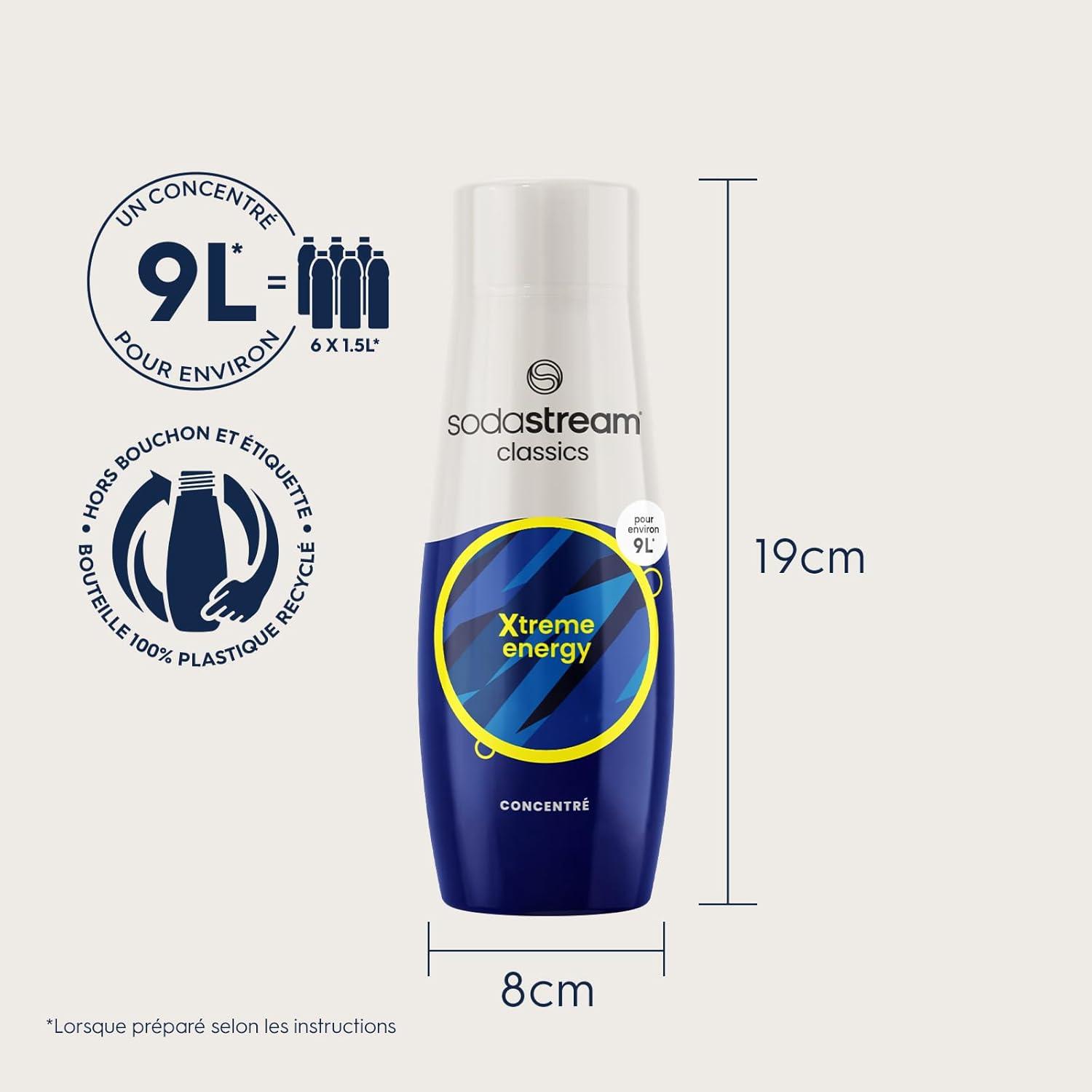 imagesodastream Lot de 6 Concentrs Limonade sans Sucres pour Machine Eau Ptillante et Soda Prparez jusqu 9 litres de Limonade en Quelques Secondes 440mlXtreme Energy