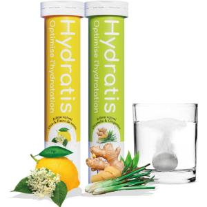 HYDRATIS – Pastilles Hydratation Electrolytes – Mix Fruits des Bois + Pêche – Améliore l&rsquo;Hydratation et Favorise l&rsquo;Énergie – Formule Isotonique – Sport, Récupération – 2 tubes (40 Pastilles)(Citron + Gingembre)