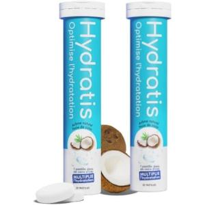 HYDRATIS – Pastilles Hydratation Electrolytes – Noix de Coco – Améliore l&rsquo;Hydratation et Favorise l&rsquo;Énergie – Formule Isotonique – Sport, Récupération, Bien-être – 1 tube (20 Pastilles)(2 TUBES)
