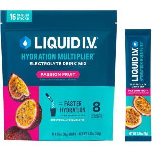 Liquid I.V. Multiplicateur d&rsquo;hydratation – Fruit de la passion – Paquets de poudre d&rsquo;hydratation | Mélange de boisson à l&rsquo;électrolyte |(16 g (Lot de 16))