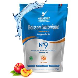 N°9 – Thé Pêche 1200 g – Nouvelle Recette – Boisson Isotonique Énergétique pour Sportifs – Running, Vélo, Triathlon – Énergisante & Hydratante – Électrolytes Hydratation & BCAA – H1034(Thé pêche)