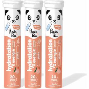 Panda Tea – Hydratation & Énergie – Pêche – 20 Pastilles sans sucre – Electrolyte Ultra Hydratation – Idéale pour le Sport et le Quotidien(3)