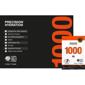 Precision Hydration Mélange de Boisson Électrolyte – Sans ingrédients artificiels, Poudres d&rsquo;Électrolytes à Plusieurs Concentrations – Portions Individuelles Étanches – (Pack of 8, 1000 mg/L – Orange)(1000 mg/L – Orange)