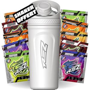 REZ | Pack Starter | Energy Drink en Poudre | Boisson Énergisante SANS sucre | Colorants et Arômes Naturels | Seulement 30 calories | Fabriqué en France (Premium)(Ensemble de 8 pièces)