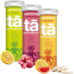 TA ENERGY – PACK x3 Tubes – Pastilles d&rsquo;hydratation – Sels Minéraux – Vitamines – Faibles en calories – Réduit les crampes – MADE IN FRANCE (Citron fruits Rouges Pastèque, x3 Mix)(Citron Agrumes Framboise-Hibiscus)