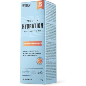 Weider Poudre d&rsquo;hydratation de qualité supérieure pour une boisson électrolyte rafraîchissante sans sucre ni édulcorants artificiels, boisson de sport hydratante au goût délicieux orange maracuja(Bleu)