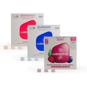 waterdrop® Microlyte – Coffret Hydratation aux Electrolytes, 36 Cubes de Boisson Aromatisée avec Magnesium & Calcium, Végan, Sans Sucre, Vitamines, Boisson Faible en Calories pour le Sport(Coffret Microlyte)