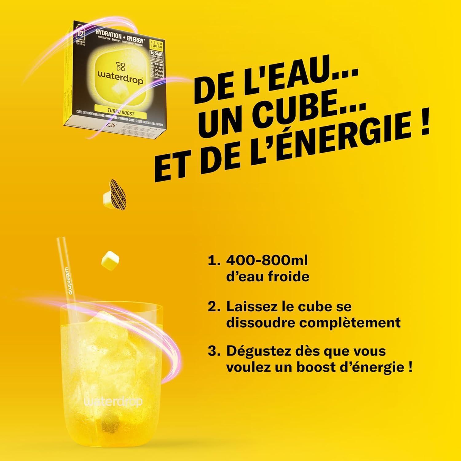 imagewaterdrop Coffret Microenergy Boisson nergisante Sans Sucre Boisson Gazeuse avec Arme de Cerise 36 Cubes Effervescents avec 90 mg de Cafine Naturelle Vitamines B et CTurbo Boost