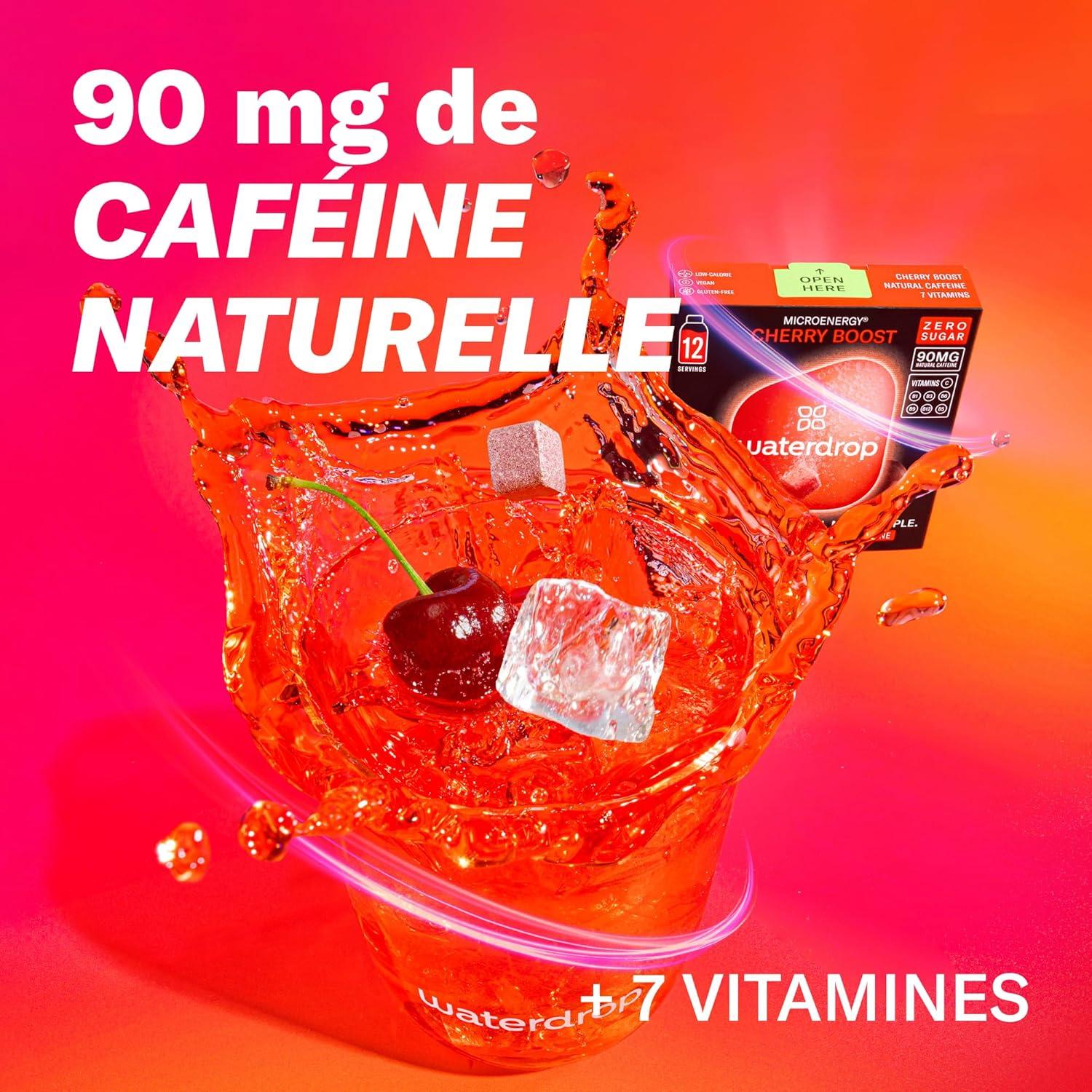 imagewaterdrop Coffret Microenergy Boisson nergisante Sans Sucre Boisson Gazeuse avec Arme de Cerise 36 Cubes Effervescents avec 90 mg de Cafine Naturelle Vitamines B et CCoffret CHERRY Boost