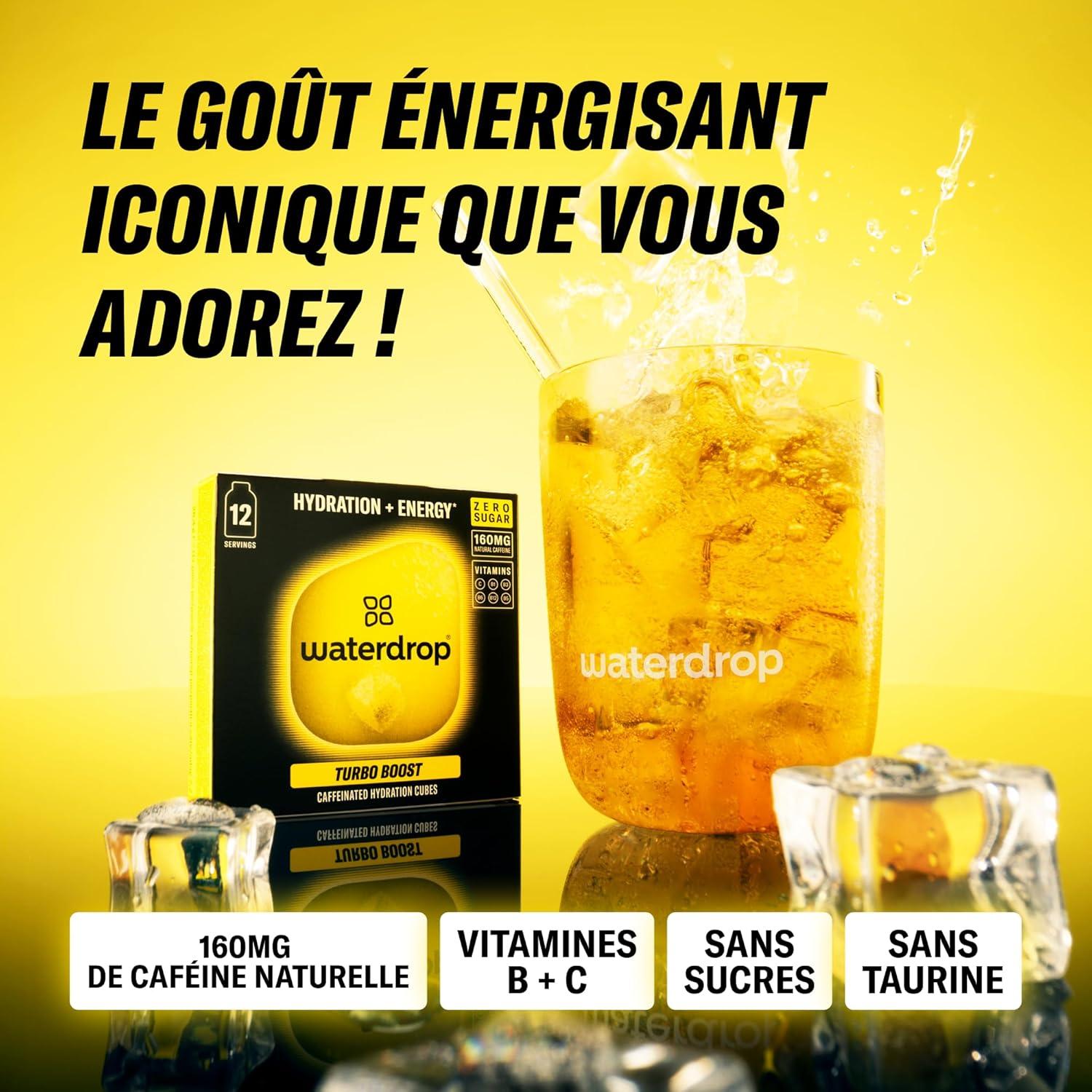 imagewaterdrop Coffret Microenergy Boisson nergisante Sans Sucre Boisson Gazeuse avec Arme de Cerise 36 Cubes Effervescents avec 90 mg de Cafine Naturelle Vitamines B et CTurbo Boost