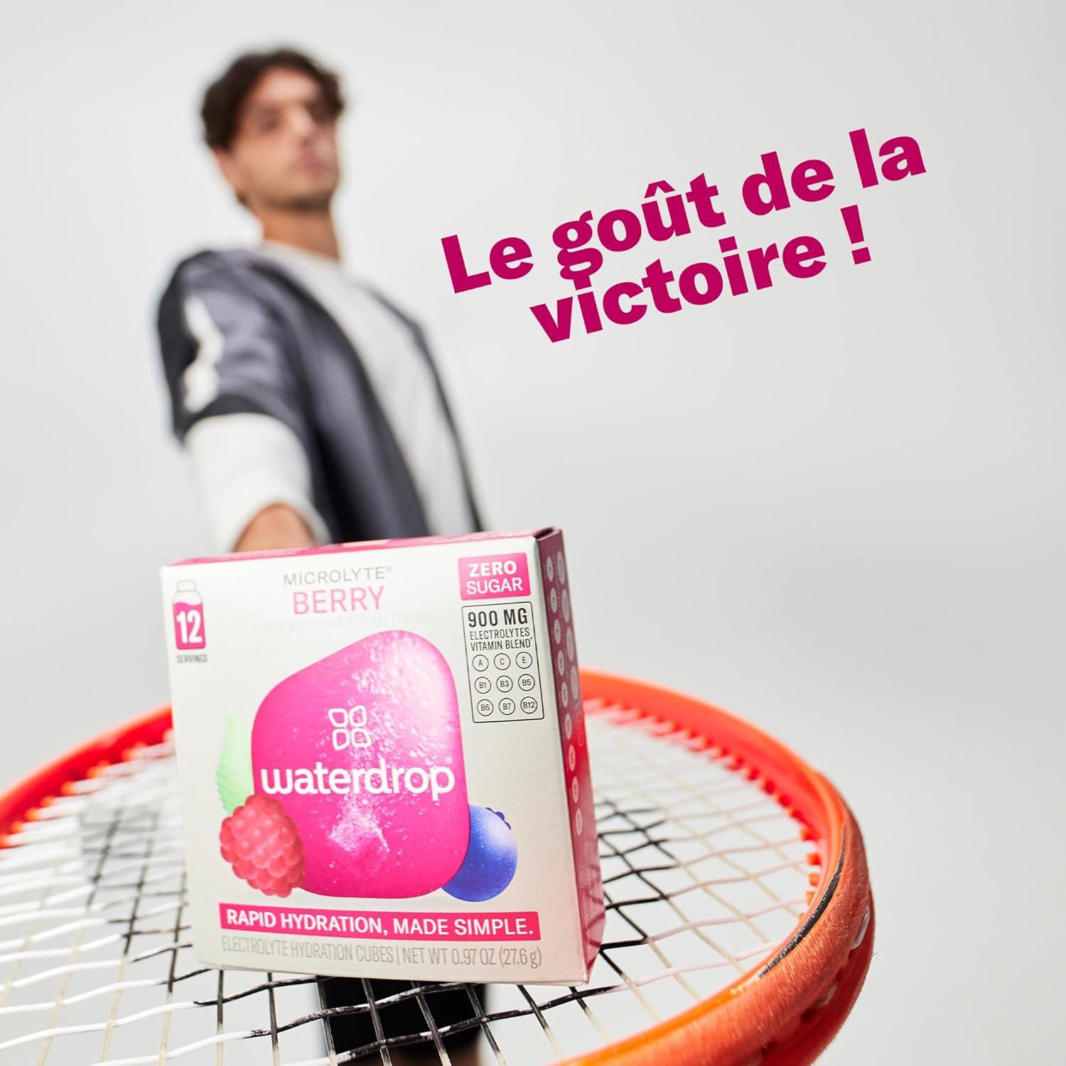 imagewaterdrop Microlyte Coffret Hydratation aux Electrolytes 36 Cubes de Boisson Aromatise avec Magnesium ampamp Calcium Vgan Sans Sucre Vitamines Boisson Faible en Calories pour le SportCoffret Microlyte BERRY
