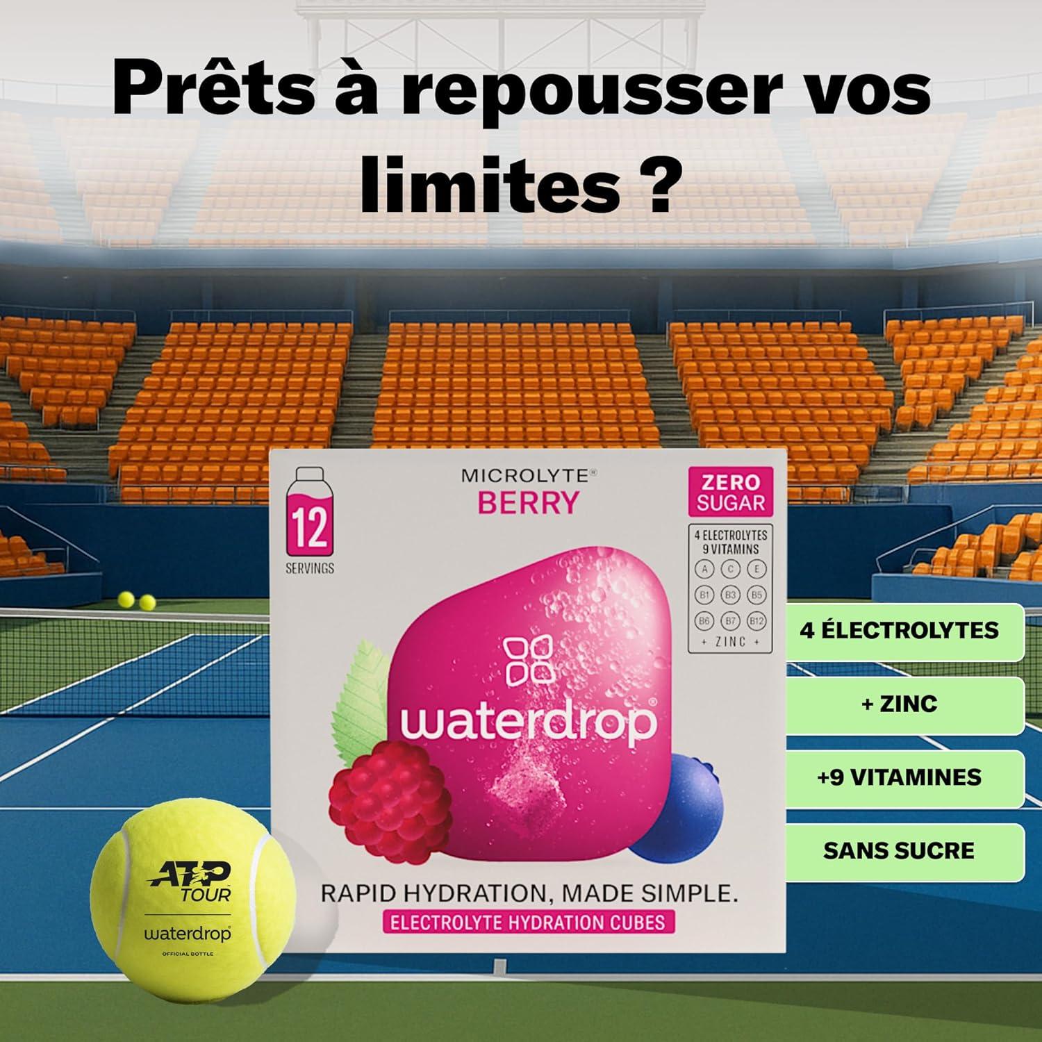 imagewaterdrop Microlyte Coffret Hydratation aux Electrolytes 36 Cubes de Boisson Aromatise avec Magnesium ampamp Calcium Vgan Sans Sucre Vitamines Boisson Faible en Calories pour le SportCoffret Microlyte BERRY