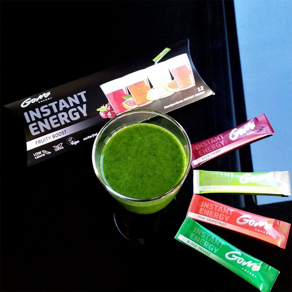 imageGoMo ENERGY Boisson de vitalit 100 naturelle sans sucre Stimulation physique et mentale Plus dnergie et de concentration Vgane hypocalorique dulcore avec stevia SOUR APPLE 30 portionsFruit