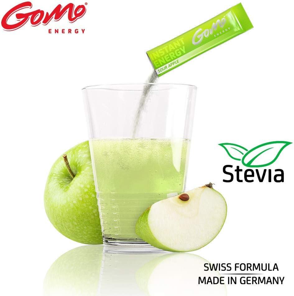 imageGoMo ENERGY Boisson de vitalit 100 naturelle sans sucre Stimulation physique et mentale Plus dnergie et de concentration Vgane hypocalorique dulcore avec stevia SOUR APPLE 30 portionssour apple