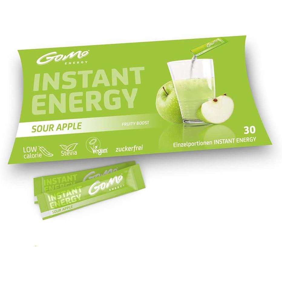 imageGoMo ENERGY Boisson de vitalit 100 naturelle sans sucre Stimulation physique et mentale Plus dnergie et de concentration Vgane hypocalorique dulcore avec stevia SOUR APPLE 30 portionssour apple