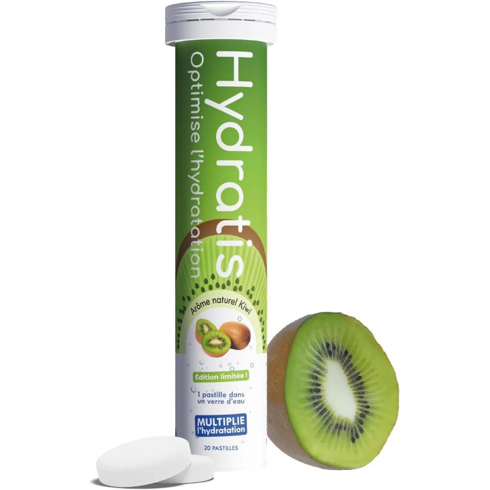 imageHYDRATIS Pastilles Hydratation Electrolytes Kiwi Amliore lHydratation et Favorise lnergie Formule Isotonique Sport Rcupration Bientre 1 tube 20 Pastilles