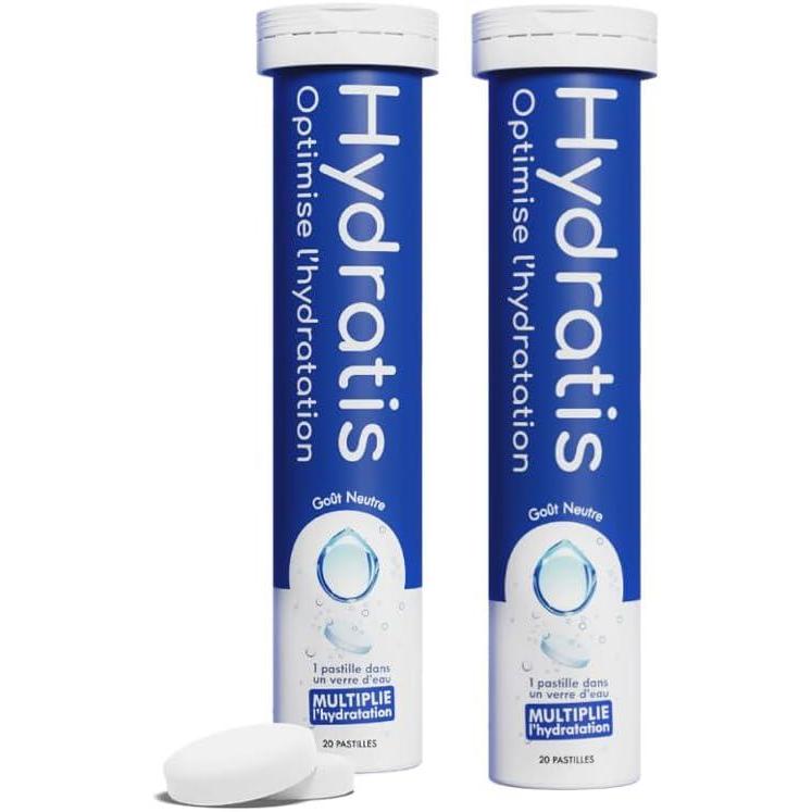 imageHYDRATIS  Pastilles Hydratation Electrolytes  Neutre  Amliore lHydratation et Favorise lnergie  Formule Isotonique  Sport Rcupration Bientre  1 tube 20 Pastilles2 TUBES