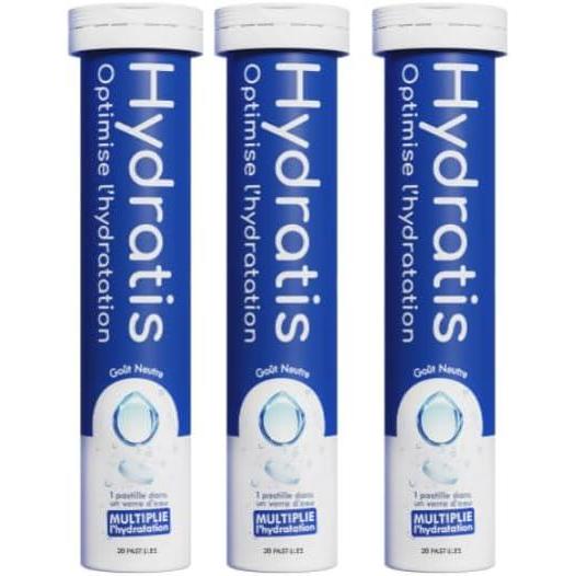 imageHYDRATIS  Pastilles Hydratation Electrolytes  Neutre  Amliore lHydratation et Favorise lnergie  Formule Isotonique  Sport Rcupration Bientre  1 tube 20 Pastilles3 TUBES