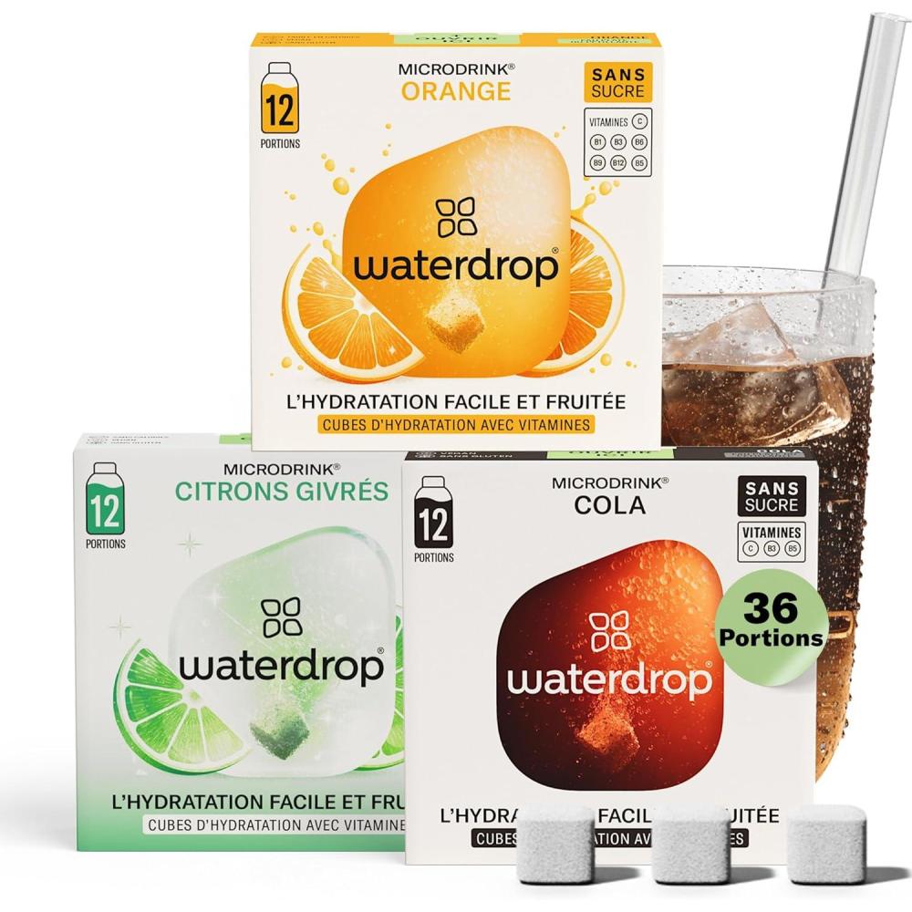 imagewaterdrop Coffret Citrons Givrs 36 Cubes de Boisson pour Eau Aromatise Citron Vert Sans Sucre Pastilles Aromatises pour lEau Alternative aux Boissons Gazeuses Enrichies en Vitamines C et BCoffret Soda