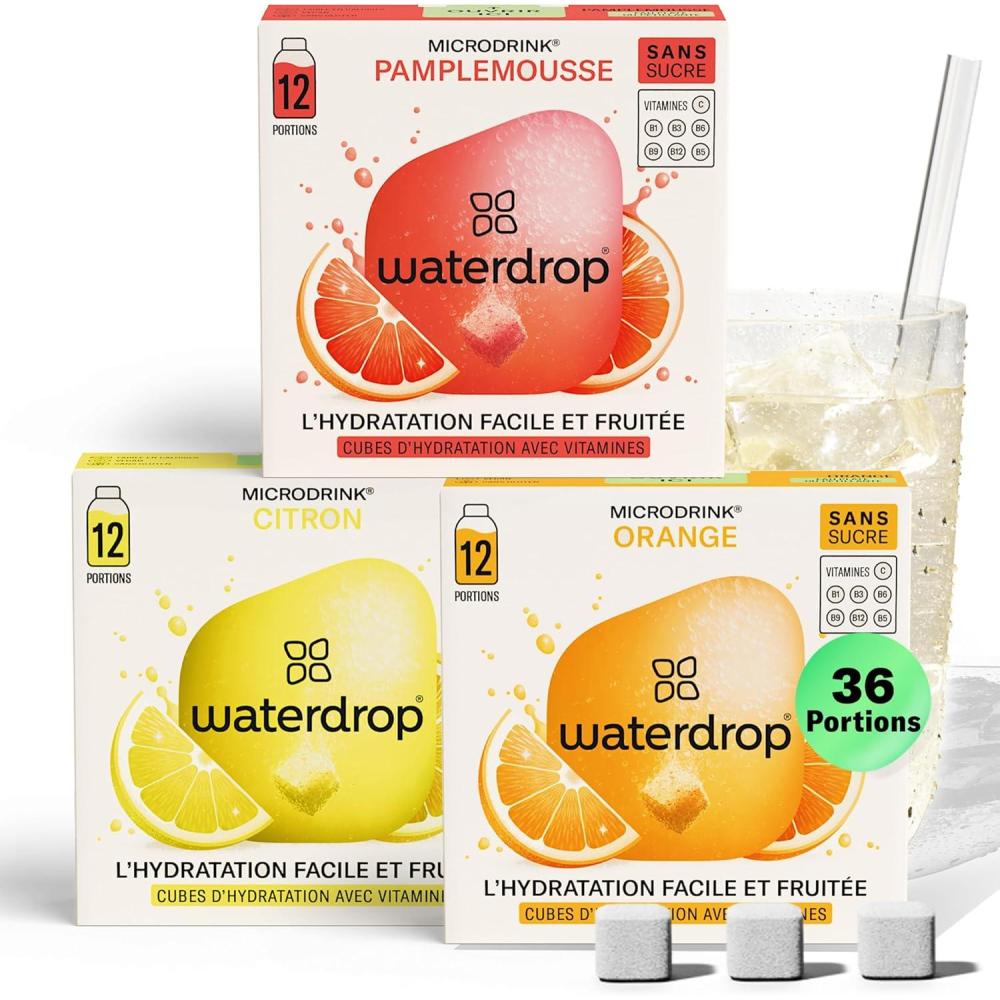 imagewaterdrop Coffret Citrons Givrs 36 Cubes de Boisson pour Eau Aromatise Citron Vert Sans Sucre Pastilles Aromatises pour lEau Alternative aux Boissons Gazeuses Enrichies en Vitamines C et BLimonade